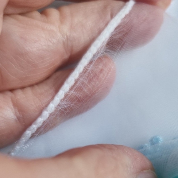 Hello Kitty Aqua Eyelet Baby Sun Hat With Hanging Sheer Veil   0-6 Months** - Picture 9 of 11